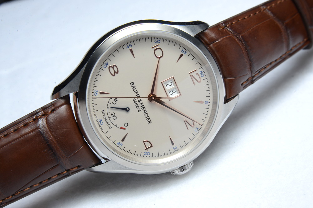 Side of Baume & Mercier Clifton Automatic Big Date And Power Reserve watch