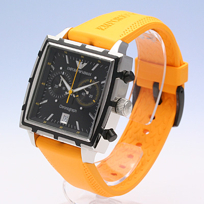 Side of Emporio Armani Men’s Chronograph Orange Rubber watch