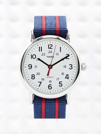 Timex Stripe Canvas Strap Watch In Blue And Red