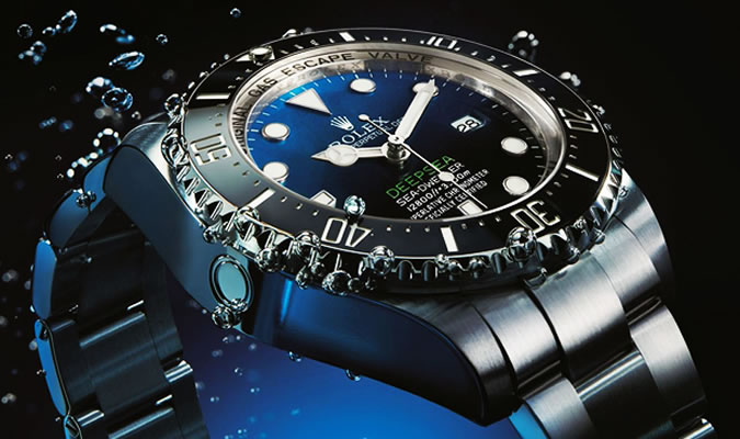 The Rolex Deepsea watch features an automatic helium escape valve