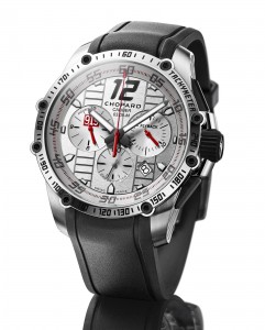 Chopard silver dial watch with black strap 