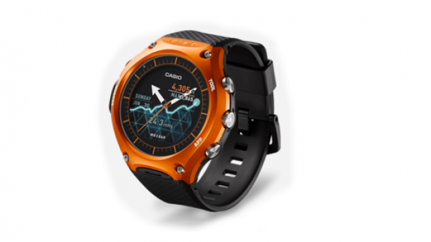 Side of Casio WSD F10 smartwatch