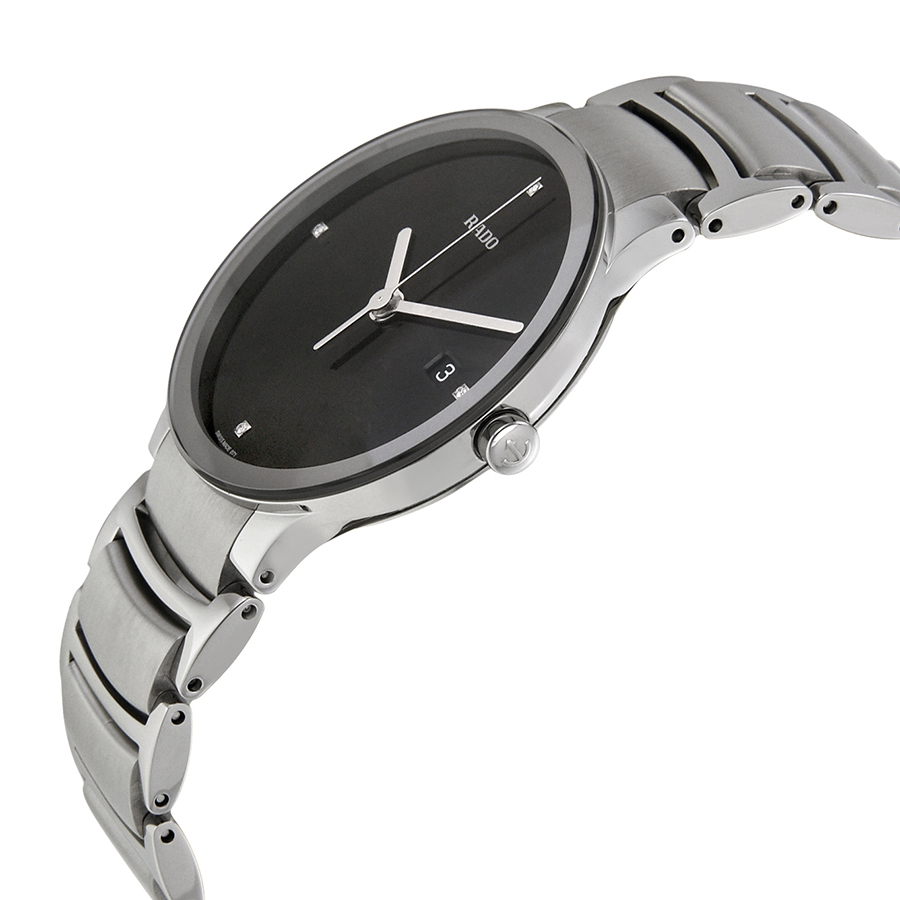 Side Of Rado Centrix Jubile Black Diamond Dial Stainless Steel Watch