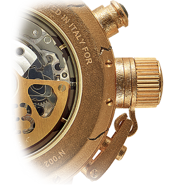 Side of U-Boat Opere Uniche Hera yellow gold watch 